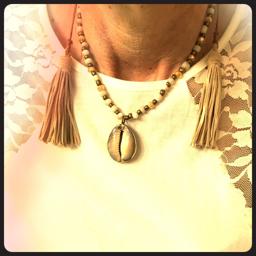 Stone Gold Dipped Shell Necklace - image 1